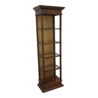 Hollywood Regency Tall Bookcase Display Shelving Cabinet For Sale