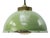 Vintage Brass and Enamel Pendant Light with Frosted Glass For Sale