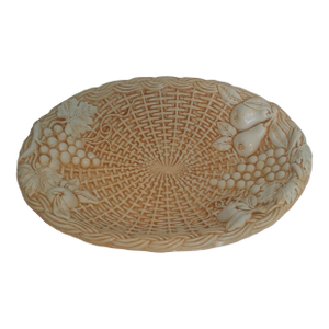 1960s Italian Oval Platter Fruit Decor Basket Weave the Ceramics of Bassano Del Grappa