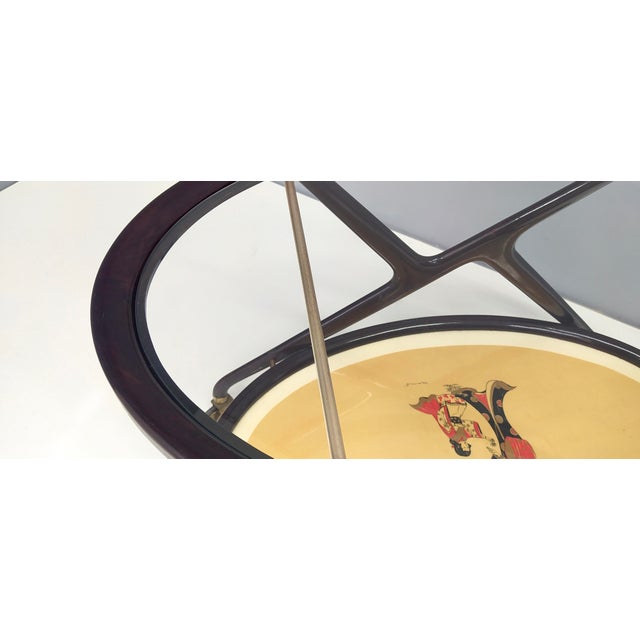 Vintage Ebonized Beech Serving Cart with Oriental Print attributed to Cesare Lacca, Italy For Sale - Image 9 of 14