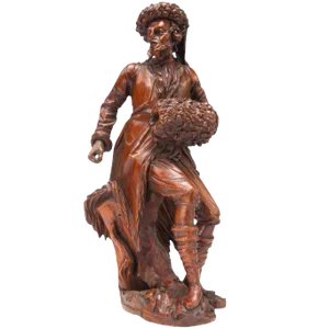 19th Century Antique Northern European Carved Limewood Gentleman Figurine