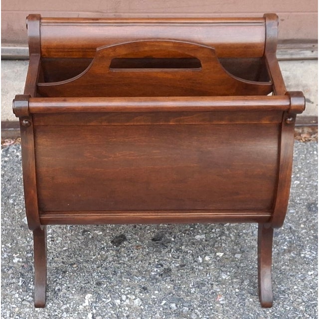Early 20th Century Ferguson Bros. Walnut Lyre Harp Form Magazine Holder For Sale - Image 4 of 10
