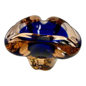 1960’s Styled After Fratelli Toso Mid-Century Modern Blue Pink Art Glass Decorative Bowl Candy Dish, Made in Italy