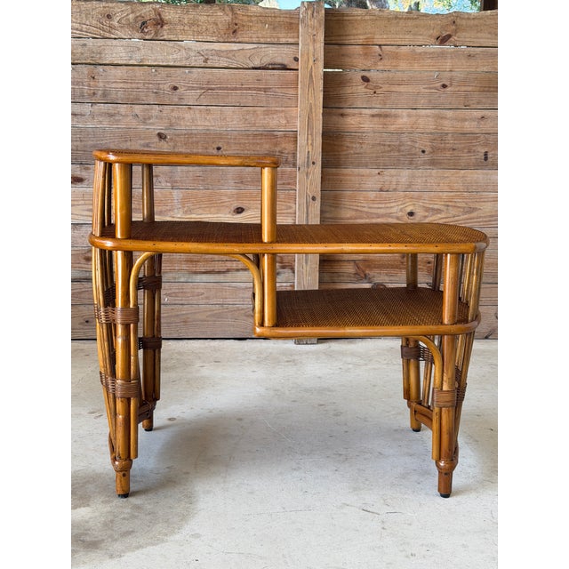 Vintage Boho Rattan Tiered Side-Center Table For Sale - Image 11 of 11