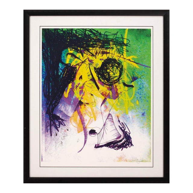 Contemporary Abstract Expressionist Mixed-Media on Paper Signed John B Framed For Sale