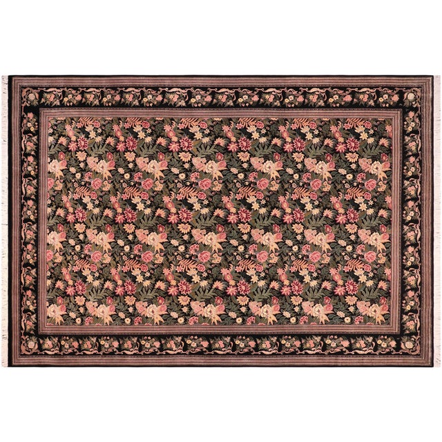 Black Shabby Chic David Pak-Persian Black/Red Wool Rug - 10'1'' X 13'10'' For Sale - Image 8 of 8