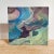 Vintage Artist Print Block - depicting abstract landscape in purple and blue Measures approx: 8.5W X 8H X 1D Please visit...
