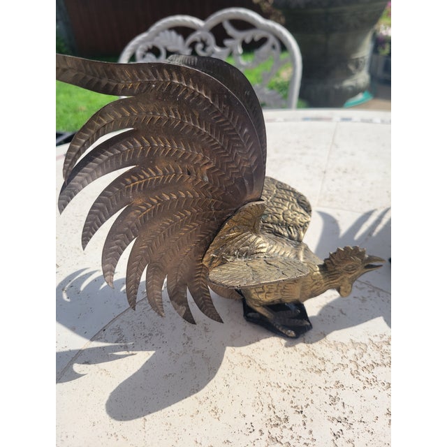 Pair of Vintage Brass Roosters For Sale - Image 12 of 12