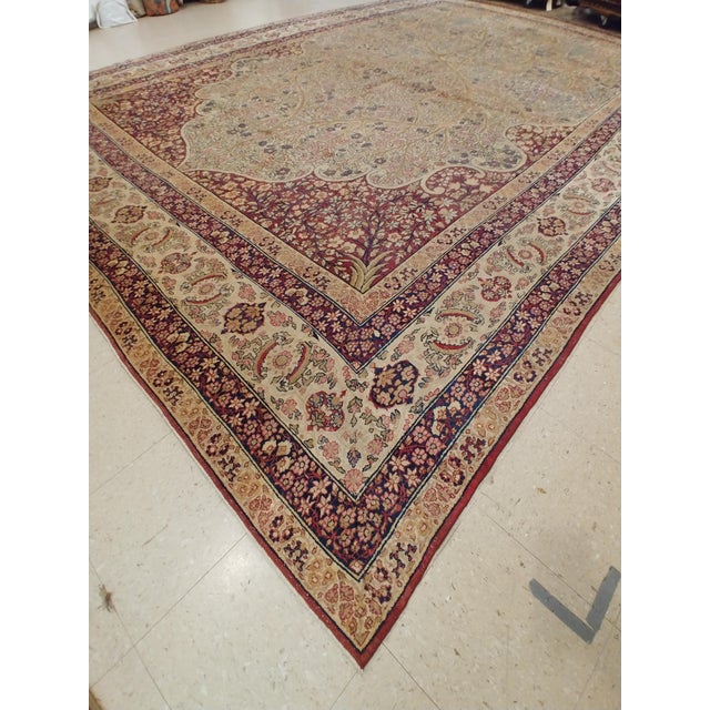 Antique Lavar Kerman Carpet, Fine Persian Oriental Rug Jewel Blue, Gold and Navy For Sale - Image 9 of 18