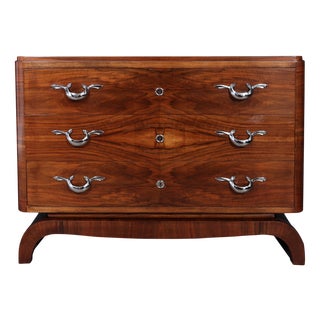 Large Art Deco French Walnut Chest, 1925 For Sale