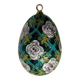 Faberge Style Cloisonne Enamel Egg Ornament, 1970's For Sale