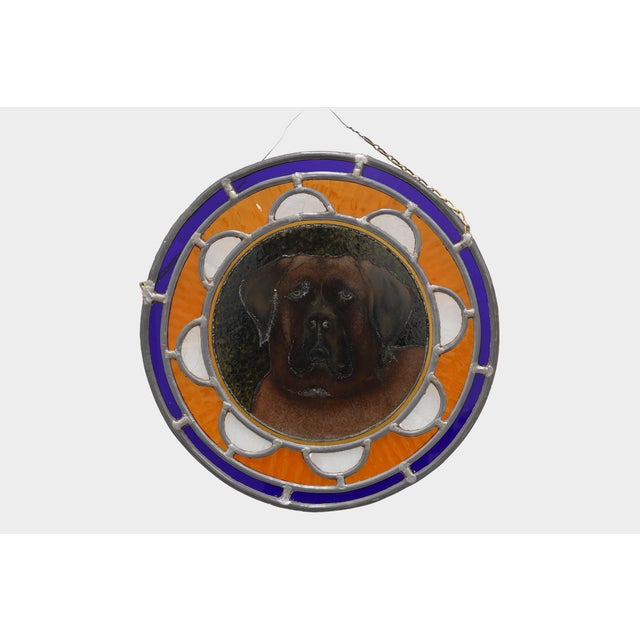 Art Deco Stained Glass Roundel Depicting with English Mastiff Dog, 1890s For Sale - Image 6 of 11