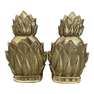 Vintage Brass Pineapple Bookends, Set of 2 For Sale