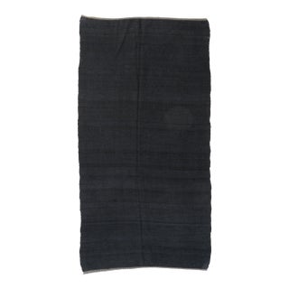 Dark Gray Vintage Hemp Kilim Rug - 4`4″ X 8`9″ For Sale
