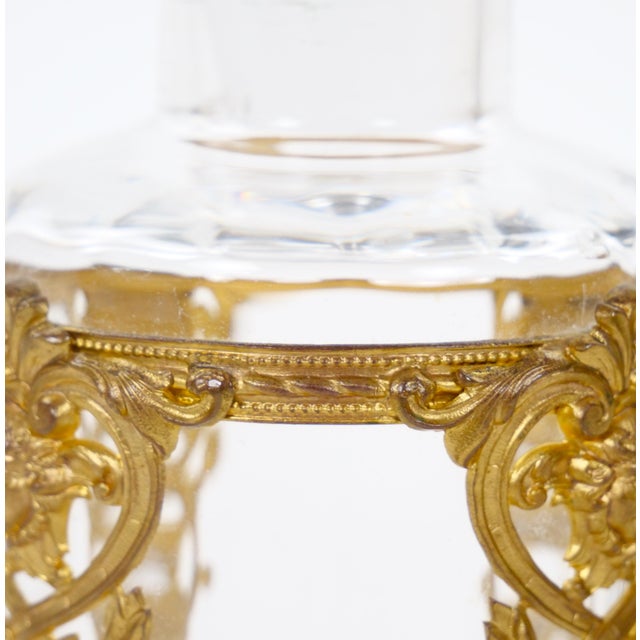 Bronze Antique Pair French Gilt Bronze-Mounted Baccarat Glass Vanity / Perfume Bottle For Sale - Image 8 of 10