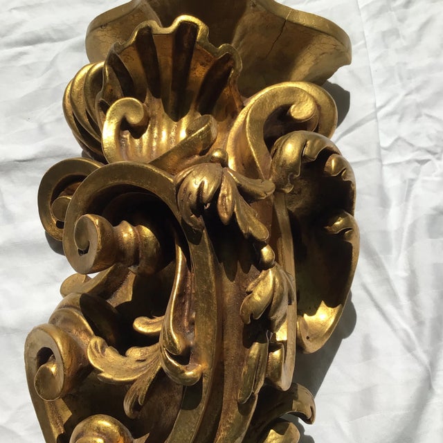 Florentine Giltwood Wall Brackets Large 19th Century - A Pair For Sale - Image 11 of 12