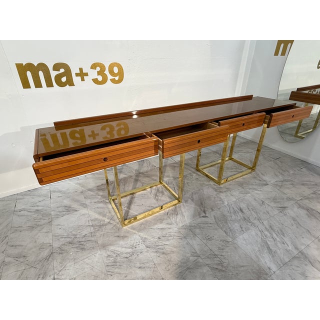 Brown Italian Console Attributed to Afra & Tobia Scarpa, 1970s For Sale - Image 8 of 15