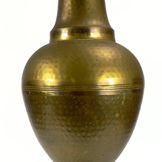 Brass Gargantuan 30" Tall Vintage Hammered Brass Baluster Floor Vase For Sale - Image 8 of 14