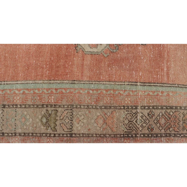 Textile Vintage Turkish Oushak Rug With Medallion in Earthy Color Tones With Coral Color 3'2 X 5'11 For Sale - Image 7 of 10
