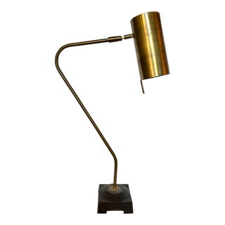 1970s Vintage Brass Industrial Articulating Spotlight Lamp For Sale