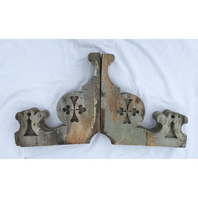 Shabby Chic Weathered Wooden Corbels - A Pair For Sale - Image 3 of 6