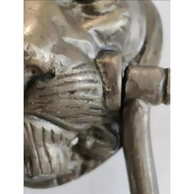 1940s Large Vintage Bronze Leopard Head Door Knocker, Circa 1940 For Sale - Image 5 of 11