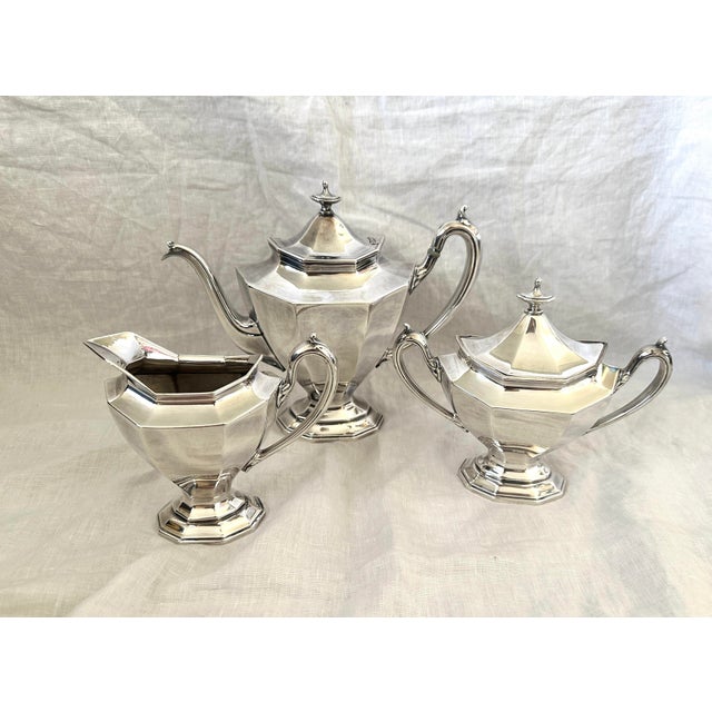 Metal Reed & Barton Silver Plated Tea Set For Sale - Image 7 of 9