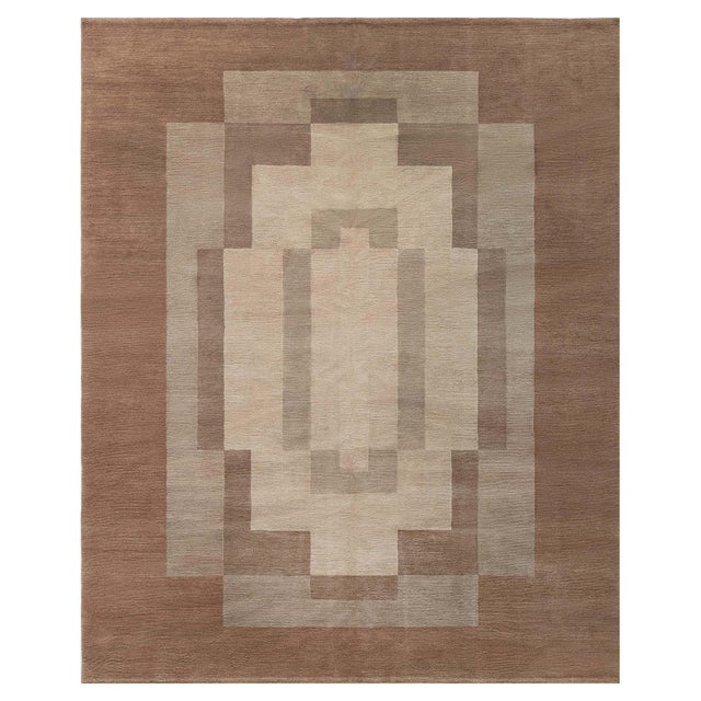 Modern Art Deco-Inspired Tibetan Wool Rug by Doris Leslie Blau For Sale
