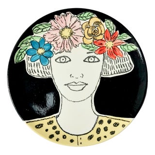 Crowned Woman Plate by Dalila Chessa For Sale