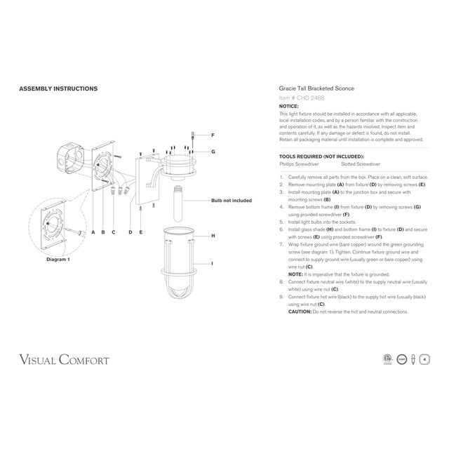 Visual Comfort Chapman & Myers for Visual Comfort Signature Gracie Tall Bracketed Sconce in Antique Nickel with White Glass For Sale - Image 4 of 5