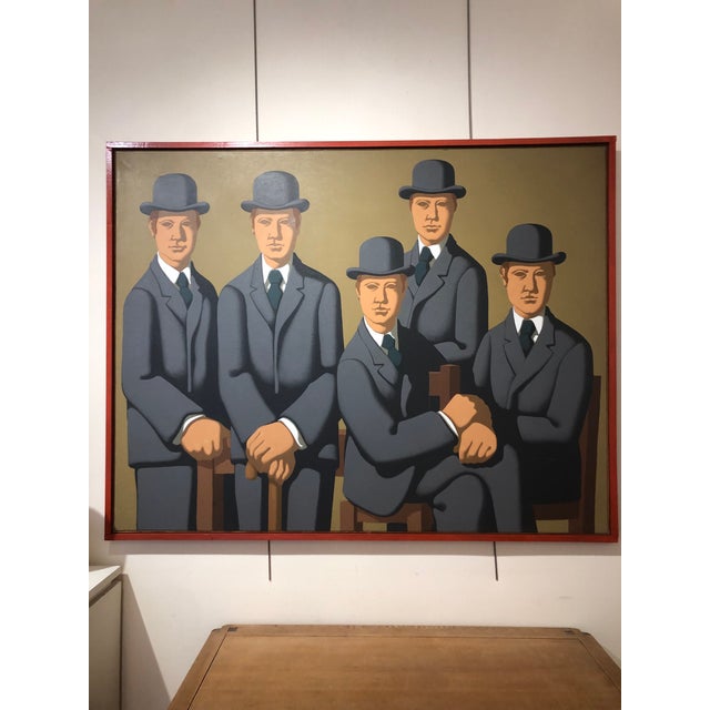 Michel Néron, Men in Hats, 1980s, Oil on Canvas, in Good conditions. Designed 1980 to 1989 This piece has an attribution...