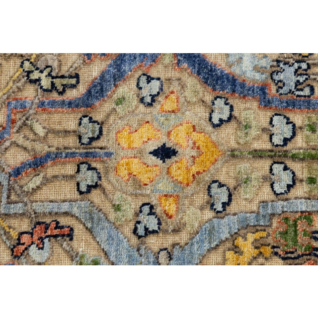 2020s Hand-Knotted Modern Bidjar Hi-Lo Textured Rug Beige Wool Rug Floral & Vine Motif For Sale - Image 5 of 11