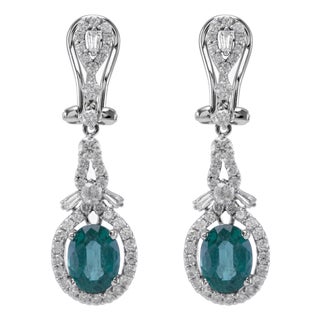 3.43ctt Oval Emerald & Diamond Drop Necklace 18-Karat White Gold, A Pair For Sale