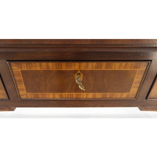 Baker Mahogany Banded Top Hepplewhite Brass Castors Tapered Legs Sideboard MINT For Sale - Image 13 of 18