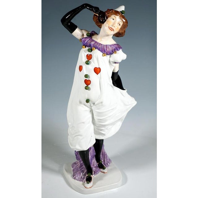 Large Art Nouveau Pierrette Figurine attributed to Martin Wiegand for Meissen, Germany, 1910s For Sale - Image 6 of 8