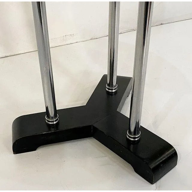 Black English Art Deco Round Drinks Tripod Table of Chrome, Ebonized Wood, and Glass For Sale - Image 8 of 13