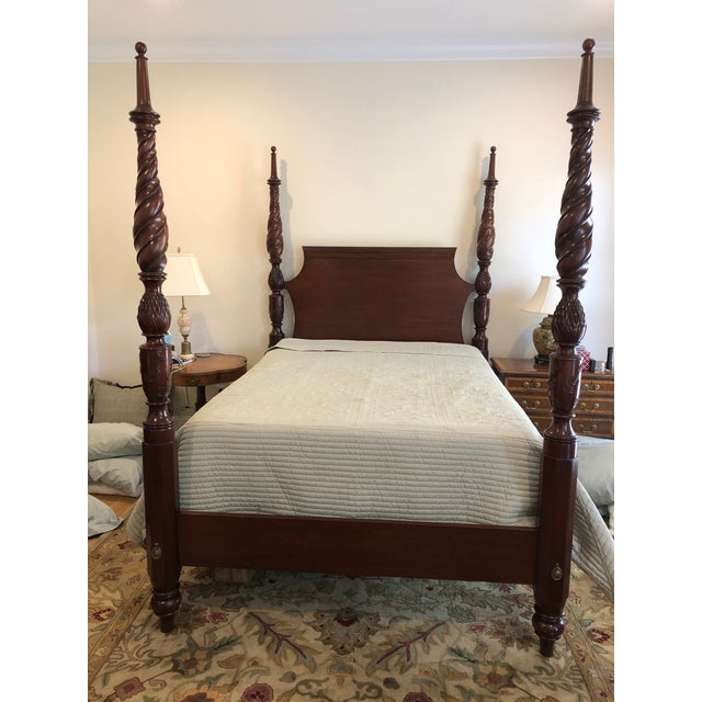 1999 Lexington Furniture Solid Mahogany Queen Plantation Bed From