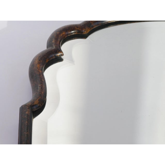 Large Antique Dutch Wall Mirror with Scalloped Mahogany Frame and Beveled Glass, 1890s For Sale - Image 9 of 14