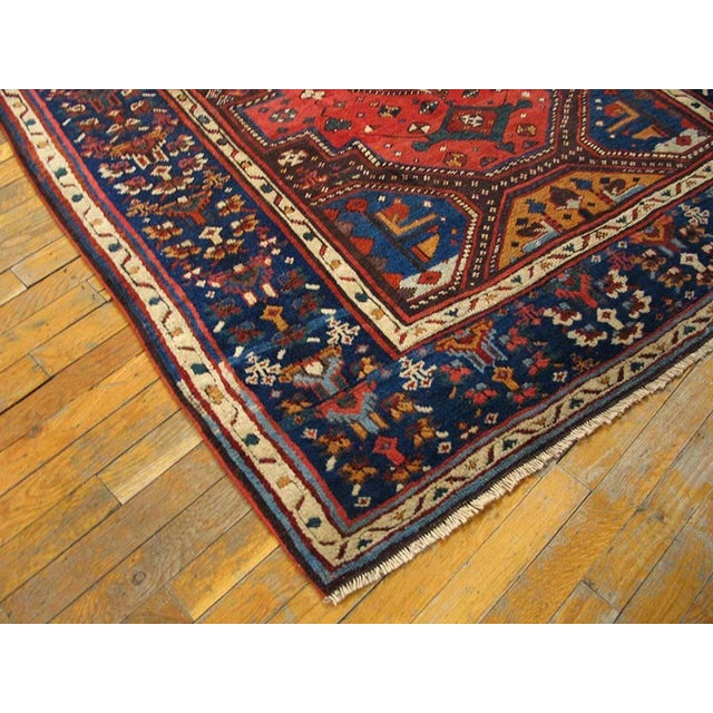1850s Red Medallion Tribal Antique North West Persian Rug 5'x 12' 9" Handmade Wool Carpet For Sale In New York - Image 6 of 6