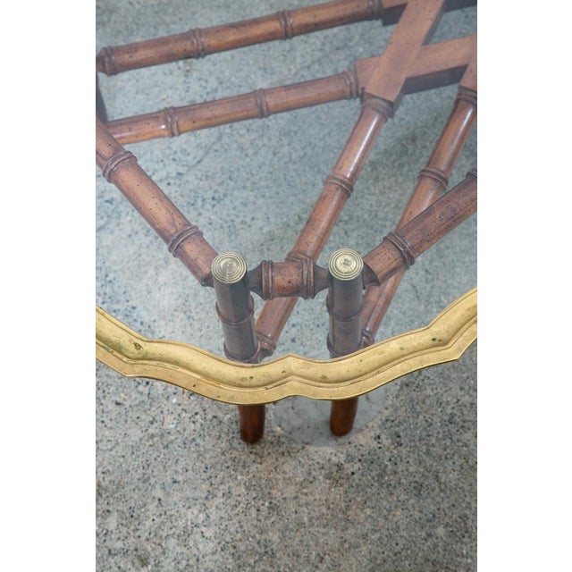 1960s Mid Century Modern Cocktail Table Coffee Side End Glass Brass Gold Bamboo For Sale - Image 9 of 11