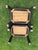 Black Vintage Parsons Style Black Upholstered Ottomans With Geometric Dash Fabric, a Pair For Sale - Image 8 of 11
