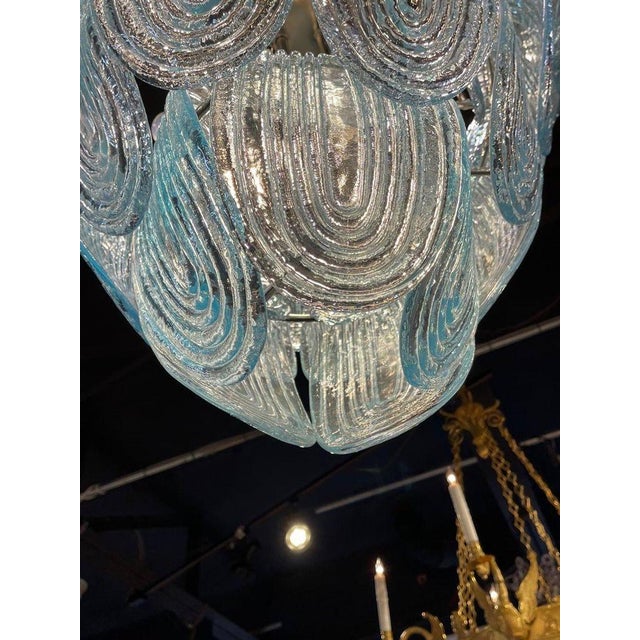 Modern Aqua Blue Murano Glass Waterfall Chandelier For Sale - Image 4 of 6