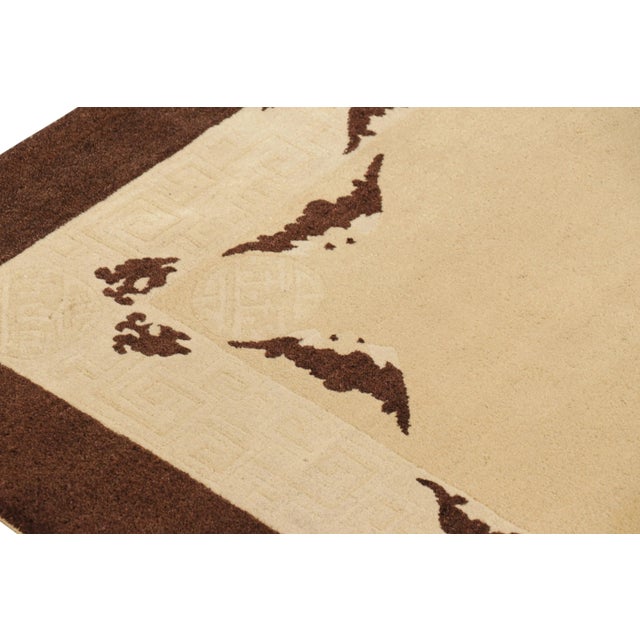 Antique Peking Rug With Beige Open Field and Brown Pictorials, From Rug & Kilim For Sale In New York - Image 6 of 8