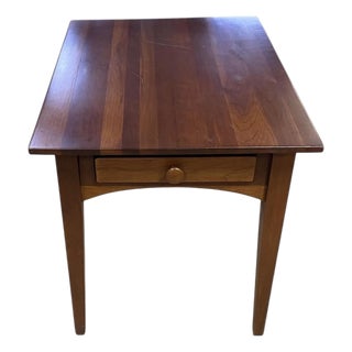 Vintage Ethan Allen Cherry Wood Rectangle Side Table — Handsome Accent With Drawer For Sale