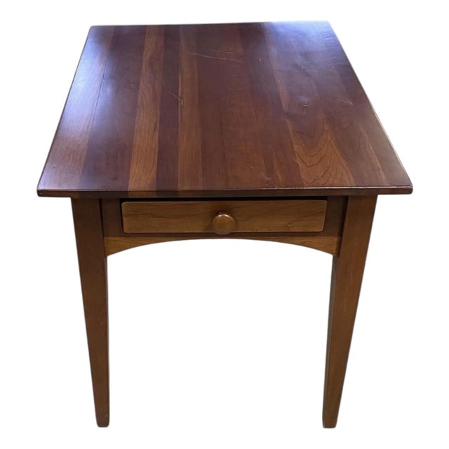 Vintage Ethan Allen Cherry Wood Rectangle Side Table — Handsome Accent With Drawer For Sale