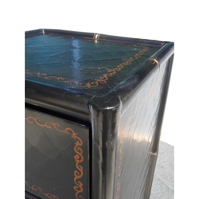 Black Vintage Black Tall Chest of Drawers Chinese Ebonized Lingerie Dresser For Sale - Image 8 of 15