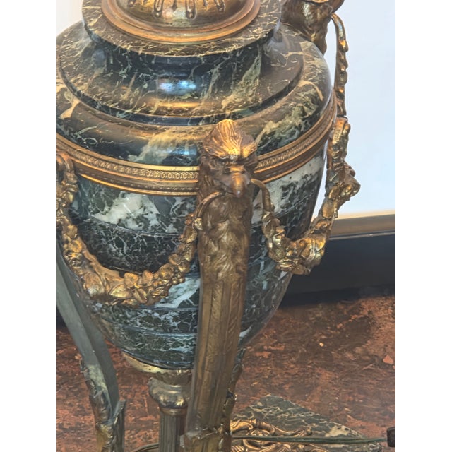 French Empire Ostriches Neoclassical Napoleonic Floor Lamp Marble, Bronze and Metals For Sale - Image 4 of 17