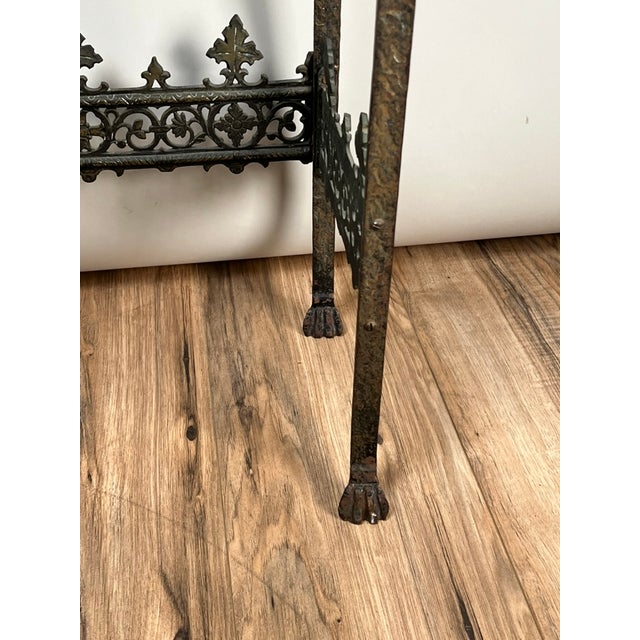 Antique Gothic Revival Cast Iron and Brass Phone Stand Attr. Oscar Bach or Bertram Segar C. 1920 Greenwich Village For Sale - Image 13 of 13