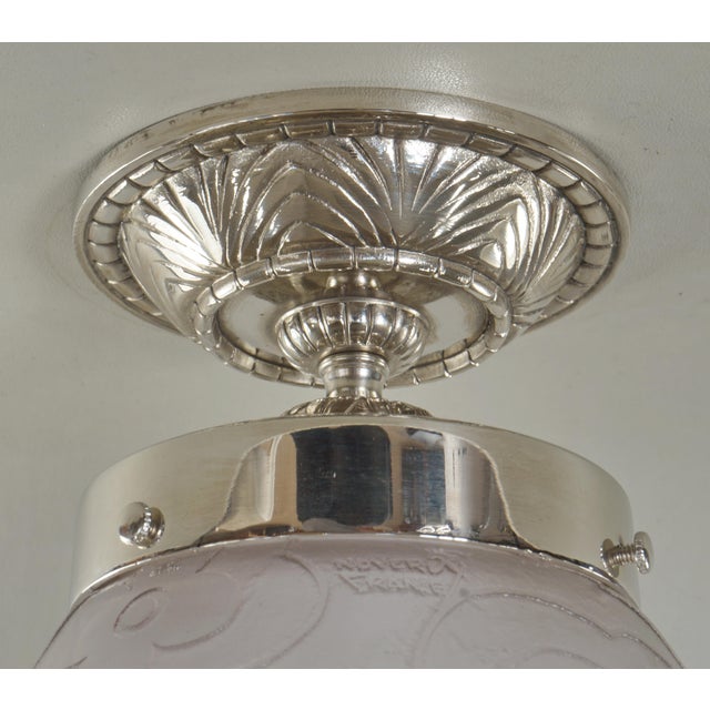 1920s French Art Deco Flush Mount by Noverdy 1930 France For Sale - Image 5 of 12
