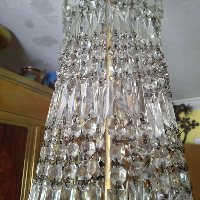 Silver C1860 French Empire 4 Foot Cut Crystal Cascading Waterfall Palace Chandelier by Baccarat 12 Lights For Sale - Image 8 of 18